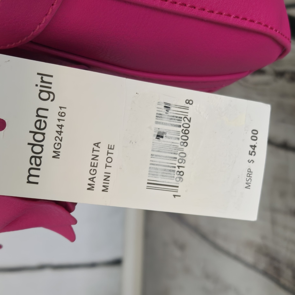 NWT Madden Girl Magenta Mini Tote Leather with Gold Chain And Earbud Pouch - Picture 12 of 17